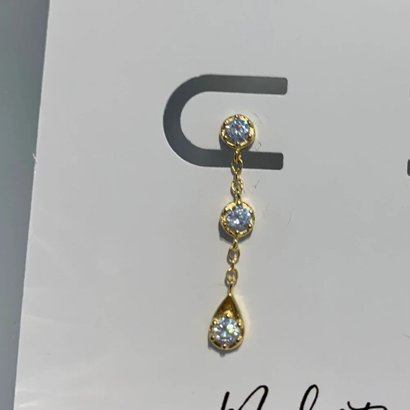 ASOS DESIGN triple drop pendant earrings with silver  Gold Triple Crystal Chain Drop Earrings 925 Silver